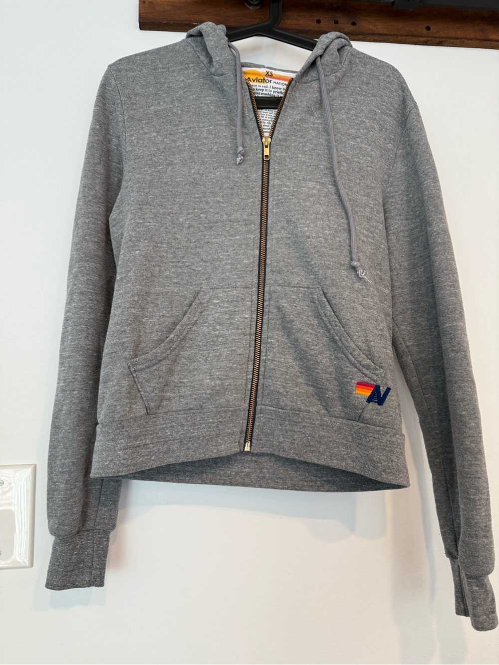Aviator Nation Women's Heather Gray Zip Hoodie with Subtle Logo